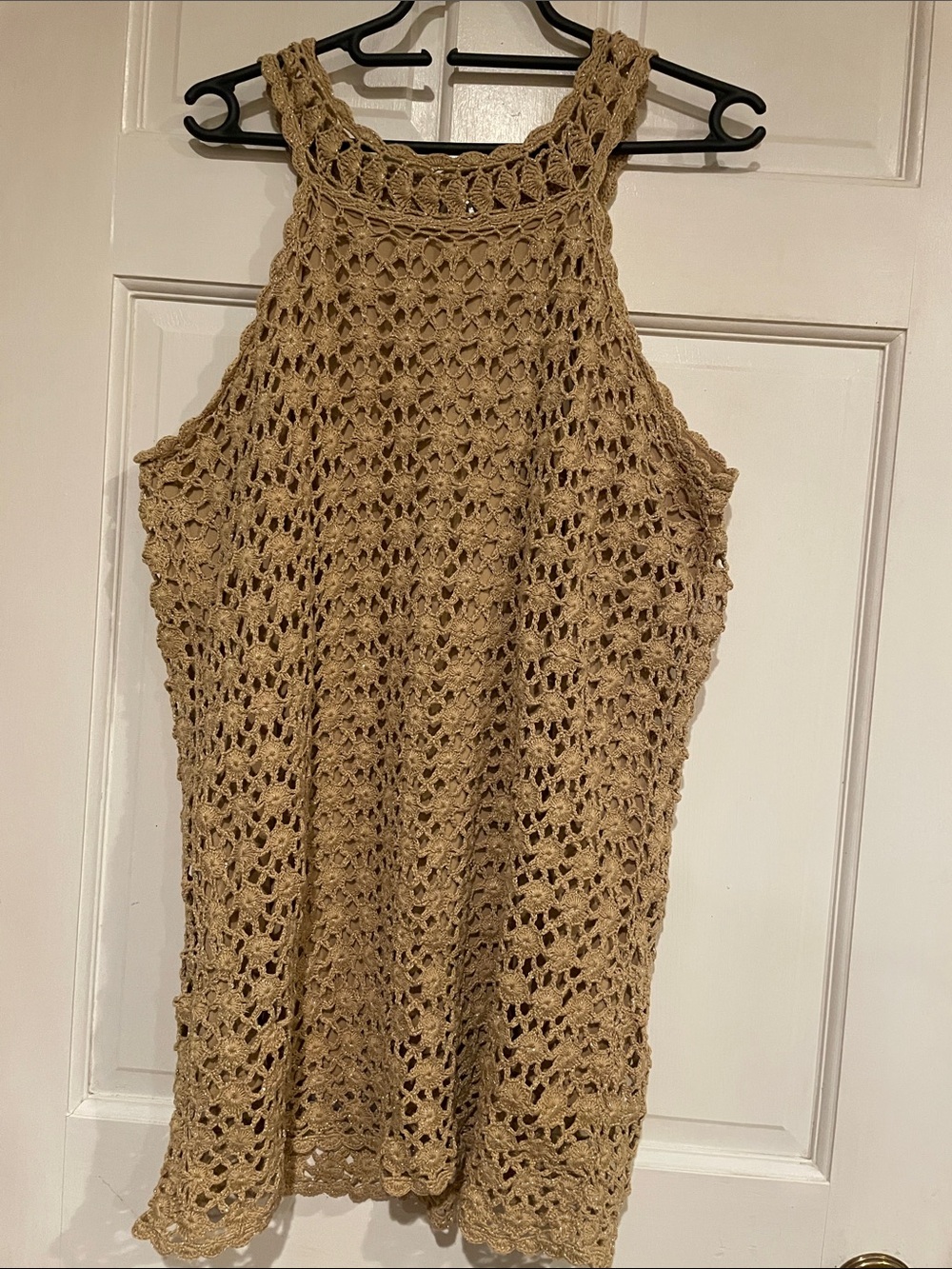 INC International Concepts Crochet Halter Tank Top - Tan